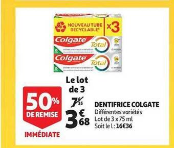 Auchan Dentifrice colgate offre