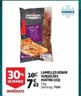 Auchan Lamelles kebab surgelées maître coq offre