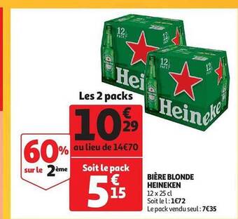 Auchan Bière blonde heineken offre