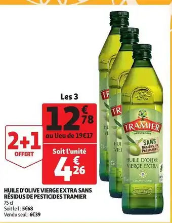 Auchan Huile d'olive vierge extra sans résidus de pesticides tramier offre