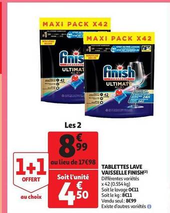 Auchan Tablettes lave vaisselle finish offre