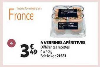 Auchan 4 verrines apéritives offre