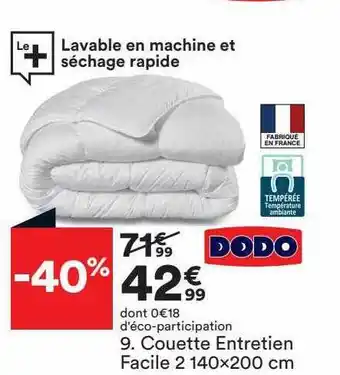 BUT Couette entretien facile 2 140 x 200 cm dodo offre