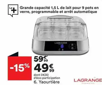 BUT Yaourtière lagrange offre