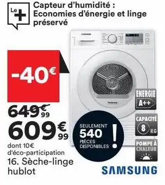 BUT Sèche-linge hublot samsung offre
