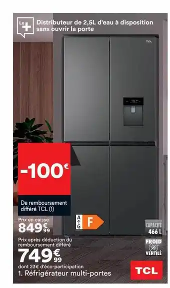 BUT Réfrigérateur multi-portes tcl offre