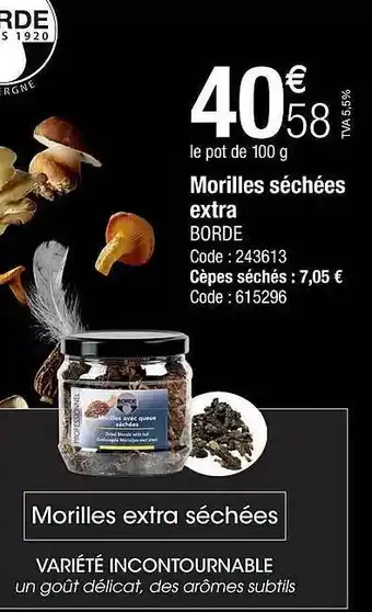 Morilles séchées extra borde