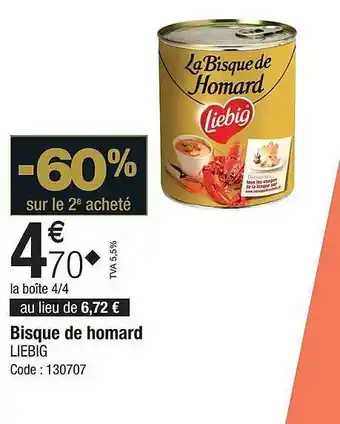 Promocash Bisque de homard liebig offre