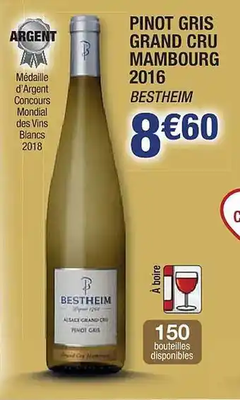 Cora x Carrefour Pinot gris grand cru mambourg 2016 bestheim offre