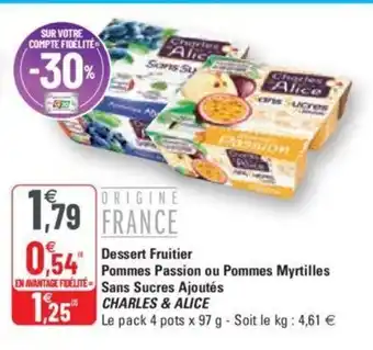 G20 Dessert Fruitier Pommes Passion Ou Pommes Myrtilles Sans Sucres Ajoutes Charles & Alice offre