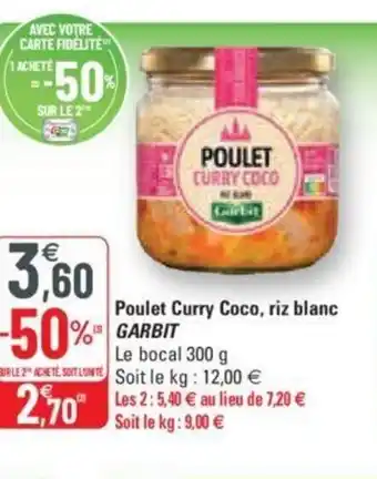 G20 Poulet Curry Coco Riz Blanc Garbit offre