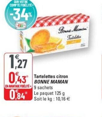 G20 Tartelettes Citron Bonne Maman offre