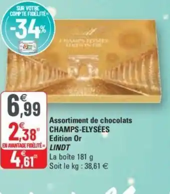 G20 Assortiment de Chocolats Champs Elysees Edition Or Lindt offre