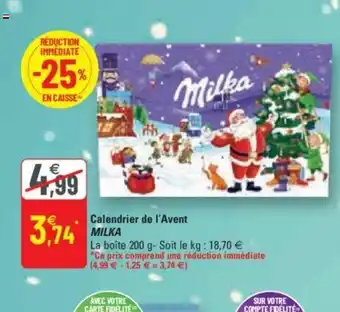 G20 Calendrier de l'Avent Milka offre