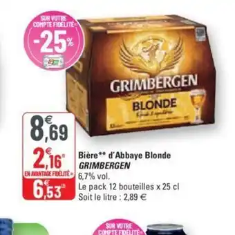 G20 Biere d'Abbaye Blonde Grimbergen offre