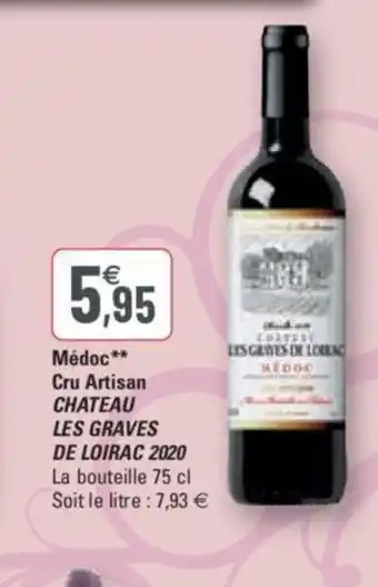 G20 Medoc Cru Artisan Chateau Les Graves de Loirac 2020 offre