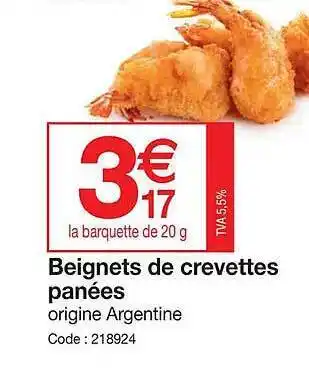 Promocash Beignets de crevettes panées offre