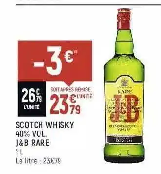 Spar Scotch whisky j&b rare offre