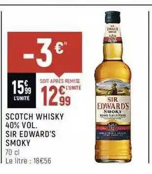 Spar Scotch whisky sir edward's smoky offre