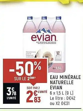 Spar Eau minérale naturelle evian offre