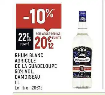 Spar Rhum blanc agricole de la guadeloupe damoiseau offre