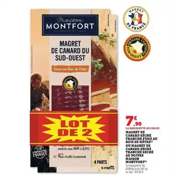 U Express Magret de canard séché tranché, fumé au bois de hêtre ou magret de canard séché au poivre maison montfort offre