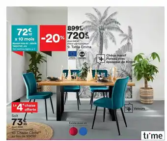 BUT Table emma, chaise clohé ti'me offre
