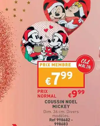 Trafic Coussin noël mickey offre