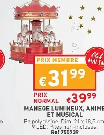 Manège lumineux, animé et musical