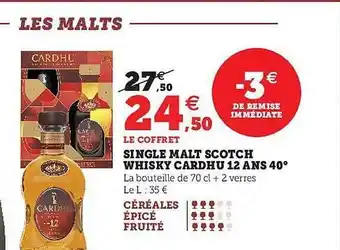 U Express Single malt scotch whisky cardhu 12 ans 40° offre