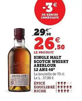 U Express Single malt scotch whisky aberlour 12 ans 40° offre