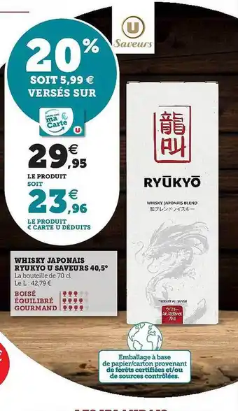 U Express Whisky japonais ryuko u saveurs 40,5° offre