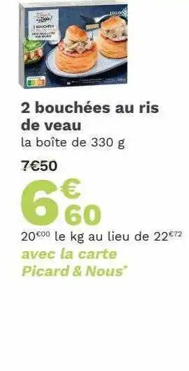 2 bouchées bouchées au ris de veau