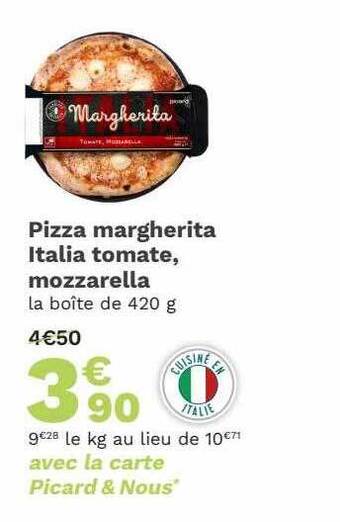 Picard Pizza margherita italia tomate mozzarella offre