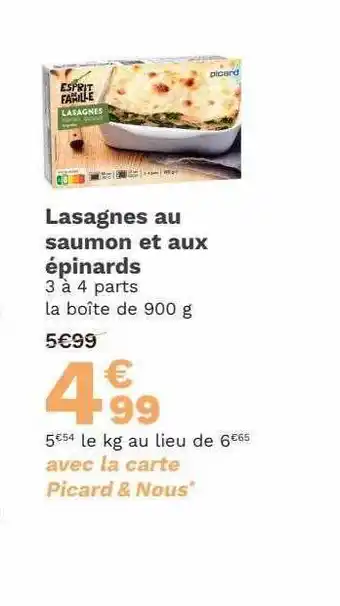 Picard Lasagnes au saumon et aux épinards offre