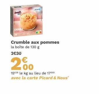 Picard Crumble aux pommes offre