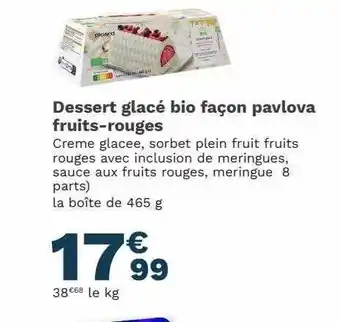 Picard Dessert glacé bio façon pavlova fruits-rouges offre