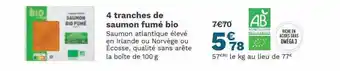 Picard 4 tranches de saumon fumé bio offre