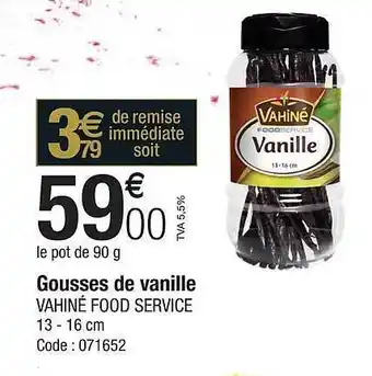 Promocash Gousses de vanille vahiné food service offre