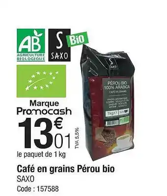 Promocash Café en grains pérou bio saxo offre