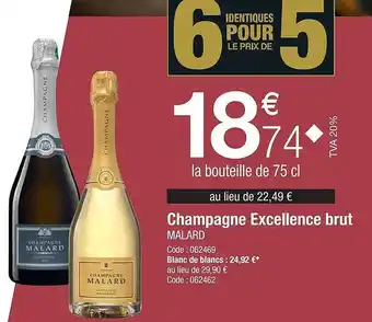 Promocash Champagne excellence brut malard offre