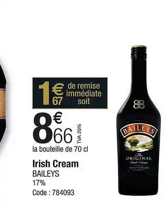 Promocash Irish cream baileys offre