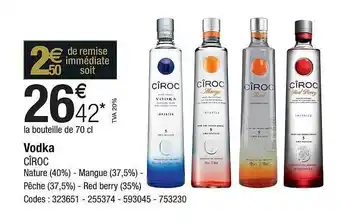 Promocash Vodka cîroc offre