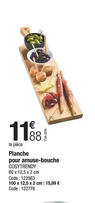 Promocash Planche pour amuse-bouche cosytrendy offre