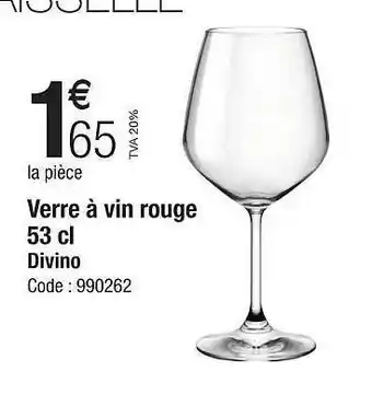 Promocash Verre à vin rouge 53cl divino offre