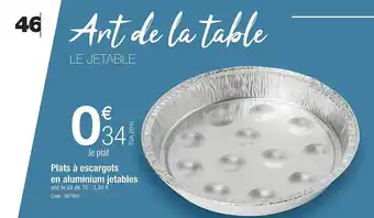 Promocash Plats à escargots en aluminium jetables offre