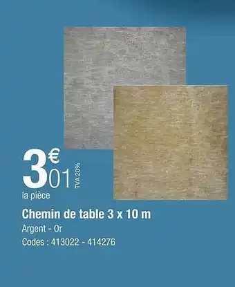 Promocash Chemin de table 3 x 10 m offre