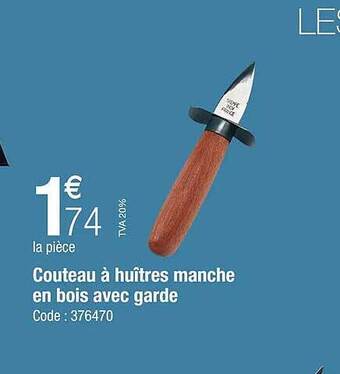Promocash Couteau à huîtres manche en bois avec garde offre