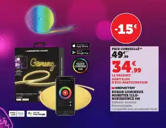 Super U Ruban lumineux monster illuminessence 5m monster offre