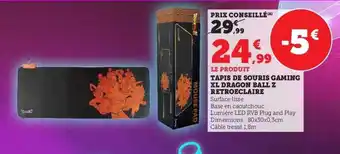 Super U Tapis de souris gaming xl dragon ball z retroéclaire offre